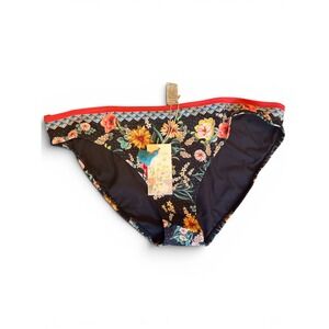 Johnny Was Bikini Bottom Women XL Mia Hipster Floral‎ Black Boho Cottage Full